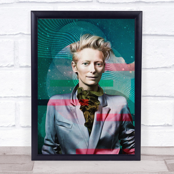 Tilda Swinton Retro Green Red Stripes Wall Art Print