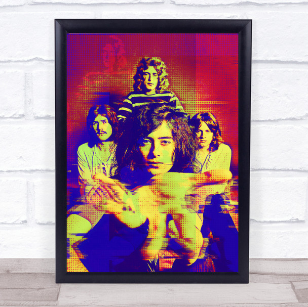 Led Zeppelin Red Blue Glitch Pop Art Wall Art Print