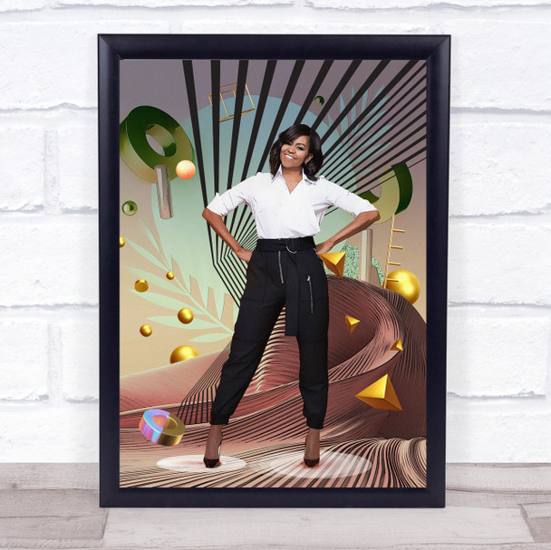 Michelle Obama Retro Abstract Shapes Wall Art Print