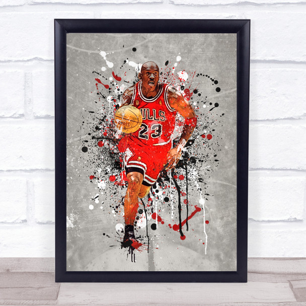 Michael Jordan Basketball Splatter Wall Art Print