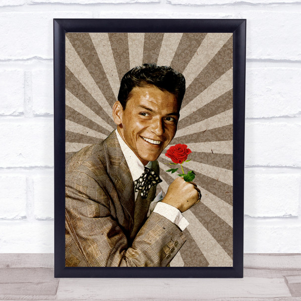 Frank Sinatra Rose Vintage Grey Wall Art Print