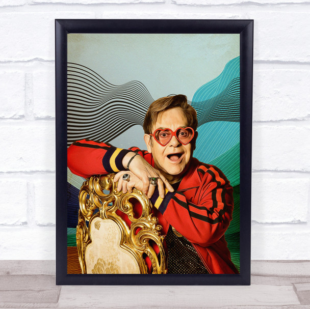 Elton John Retro Golden Chair Wall Art Print