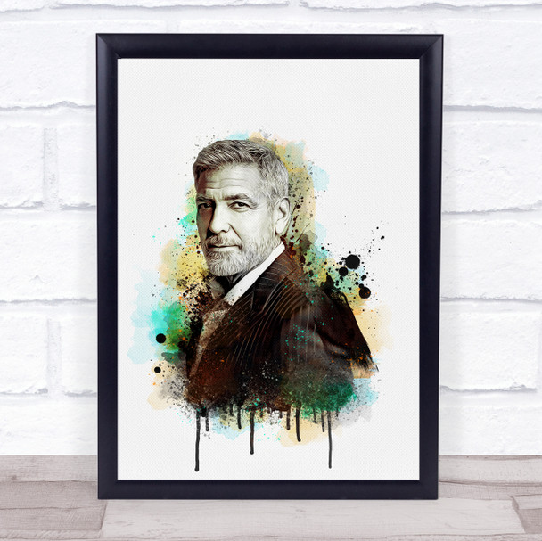 George Clooney Splatter Style Wall Art Print