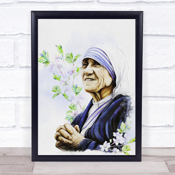 Mother Teresa Floral Leaves Wall Art Print