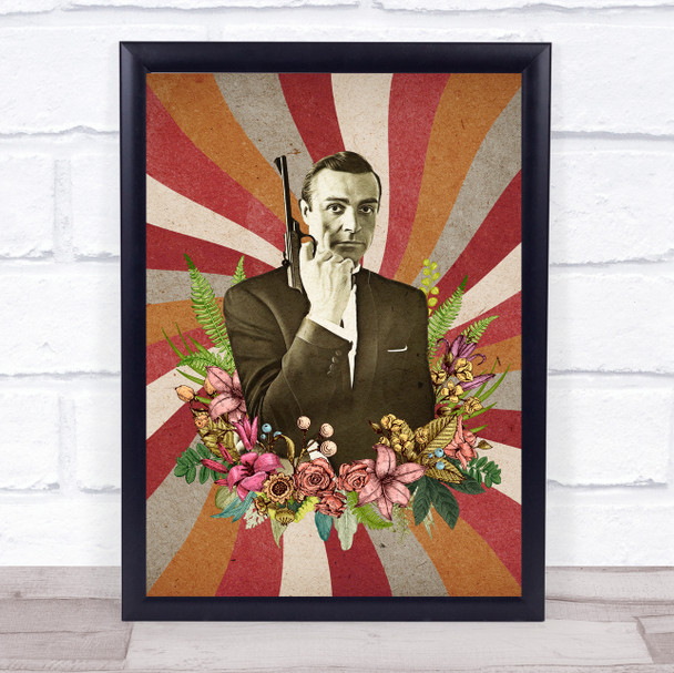 Sean Connery Hippie Floral Wall Art Print