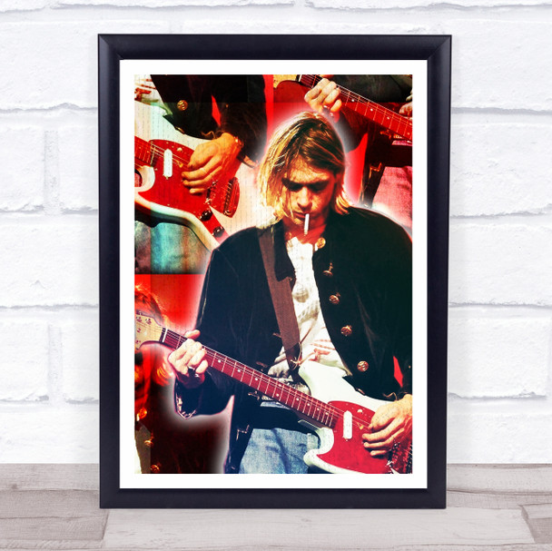 Kurt Cobain Red Grunge Wall Art Print