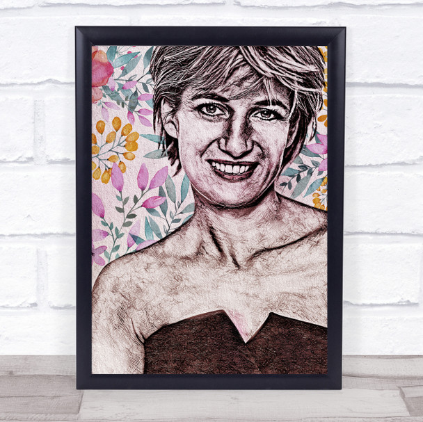 Princess Diana Floral Wall Art Print
