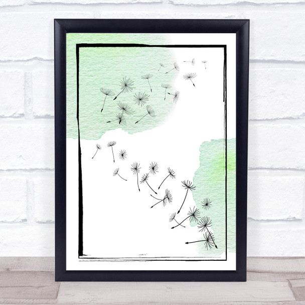 Dandelion Seeds Watercolour Pine Green Wall Art Print