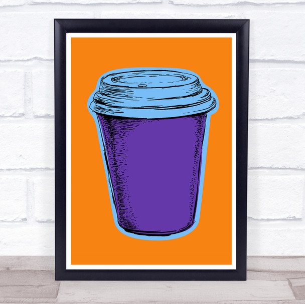 Coffee Take Out Cup Pop Art Purple Orange Wall Art Print