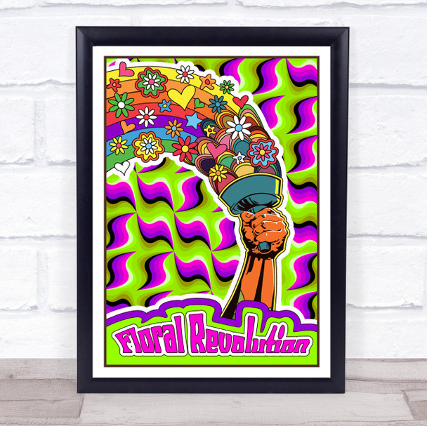 Psychedelic Hippie Floral Revolution Star Burst Wall Art Print