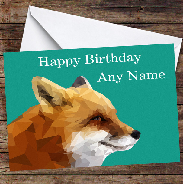 Fox Polygon Simple Personalised Birthday Card