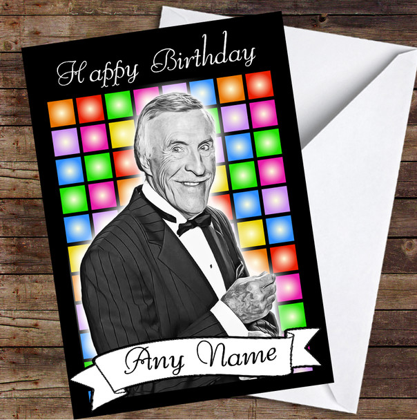 Black And White Bruce Forsyth Retro Square Personalised Birthday Card