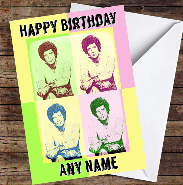 Tom Jones Retro Pop Art Pastel Repeat Personalised Birthday Card