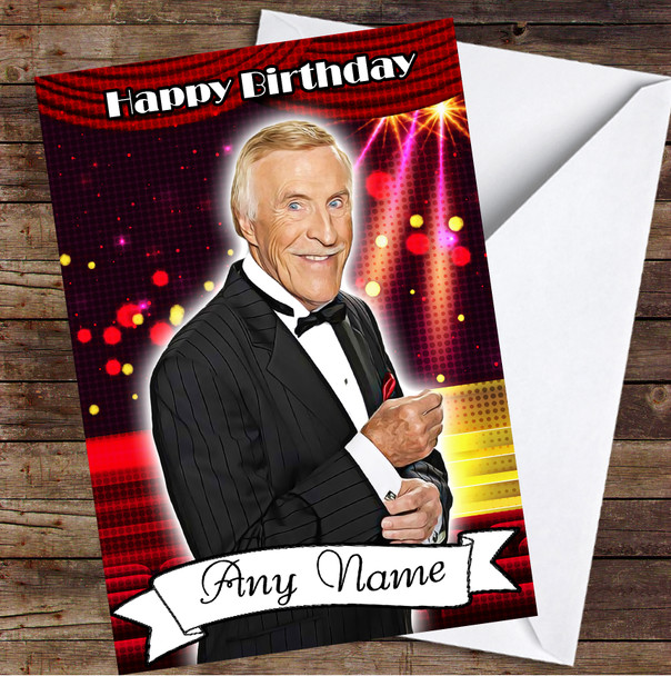 Bruce Forsyth Suit Curtains & Lights Personalised Birthday Card