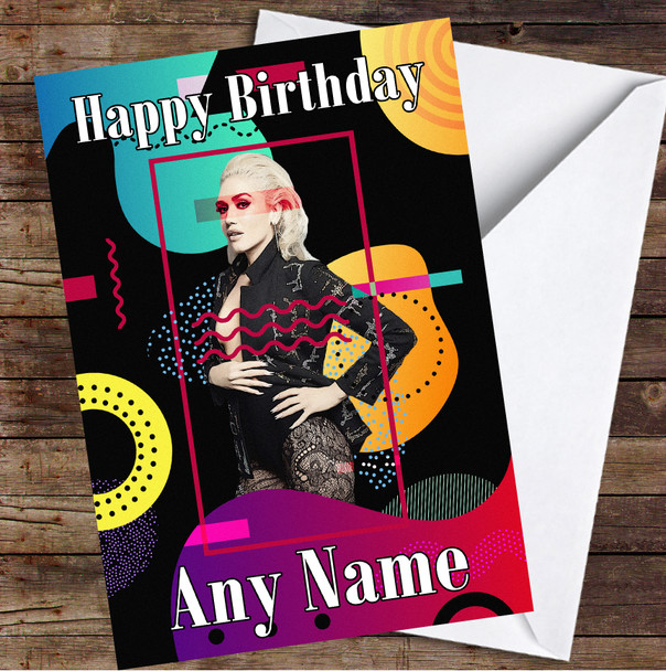 Gwen Stefani Colour Abstract Square Personalised Birthday Card