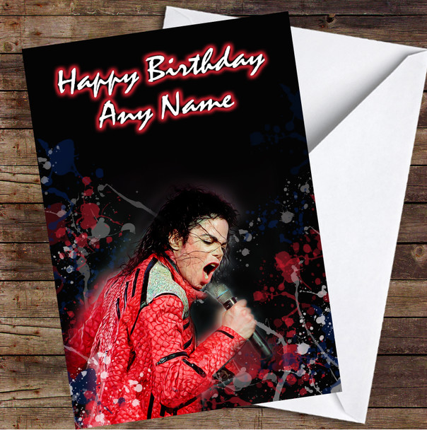 Michael Jackson Dark Splatter Personalised Birthday Card