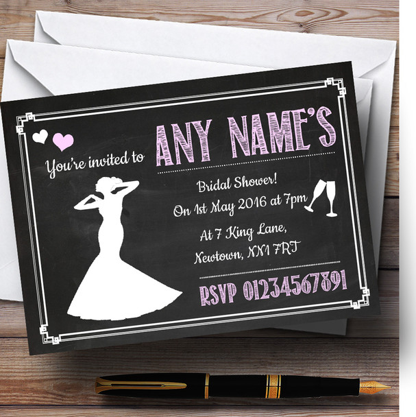 Chalkboard Pink Customised Bridal Shower Party Invitations