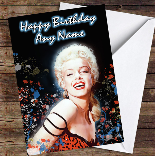 Marilyn Monroe Dark Splatter Personalised Birthday Card