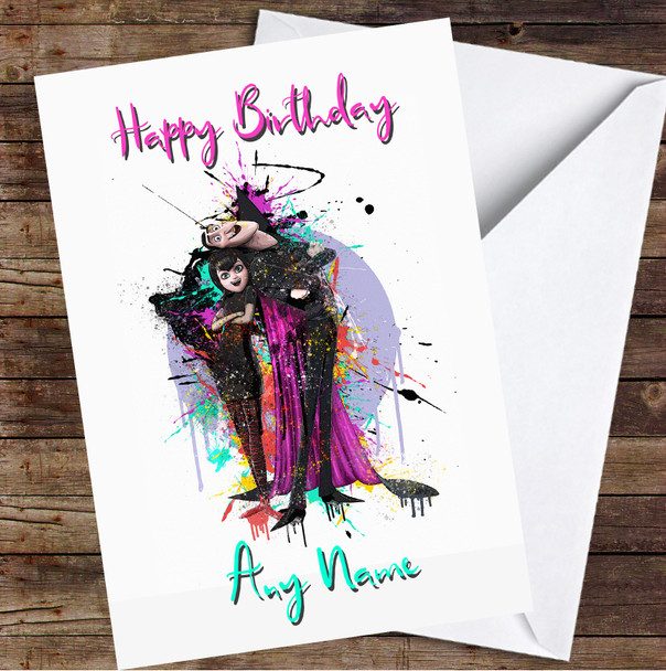 Hotel Transylvania Mavis And Dracula Splatter Personalised Birthday Card