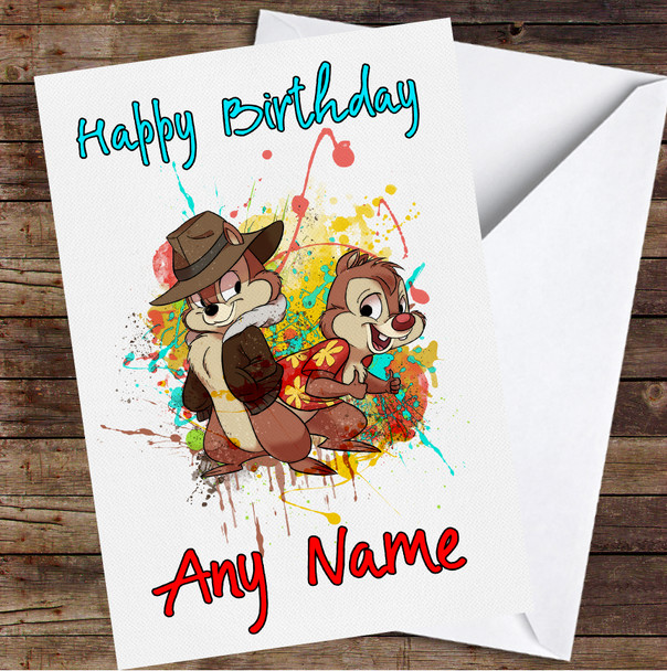 Chip 'N Dale's Rescue Rangers Splatter Personalised Birthday Card