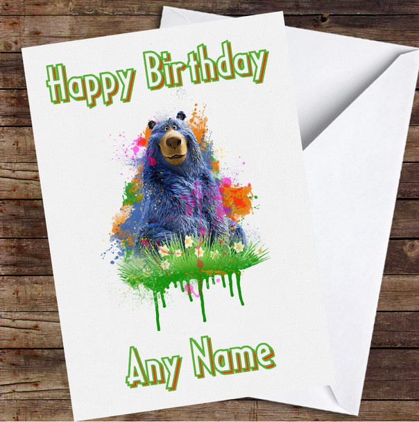 Boomer Bear Wonder Park Splatter Drip Personalised Birthday Card