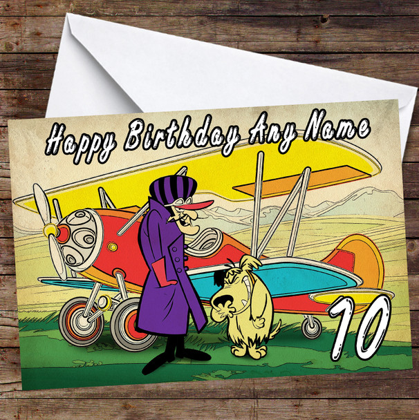 Dastardly And Muttley Vibrant Plane Personalised Birthday Card