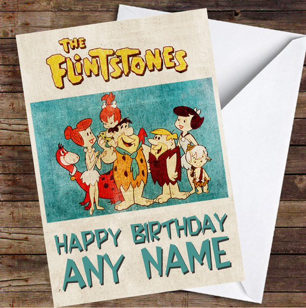 The Flintstones Family Vintage Fade Personalised Birthday Card