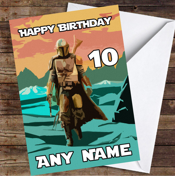 The Mandalorian Retro Style Desert Personalised Birthday Card