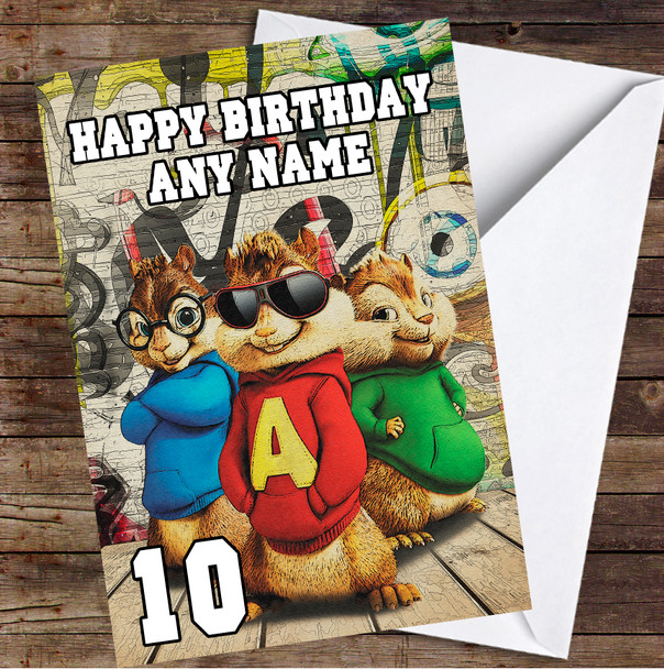 Alvin And The Chipmunks Graffiti Personalised Birthday Card