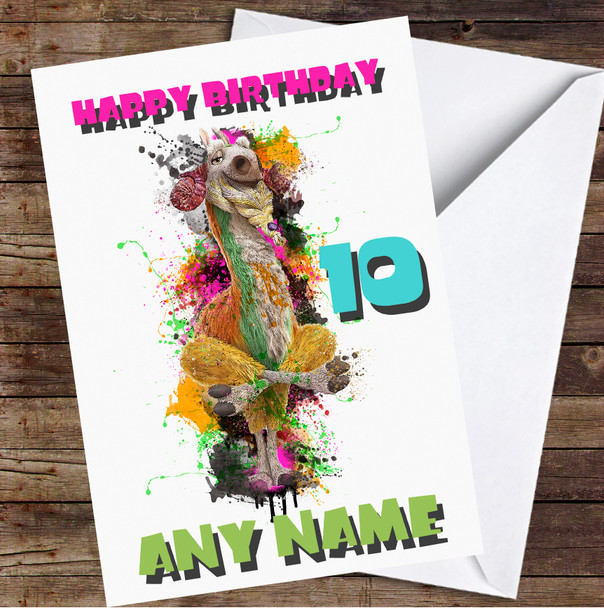 Ice Age Splatter Colourful Personalised Birthday Card