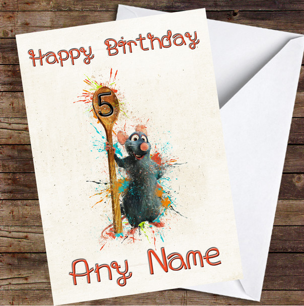 Ratatouille Rat Splatter Personalised Birthday Card