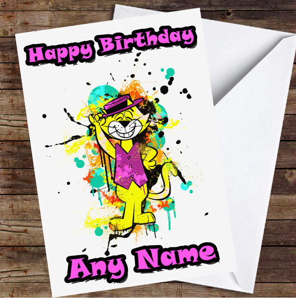 Top Cat Splatter Personalised Birthday Card