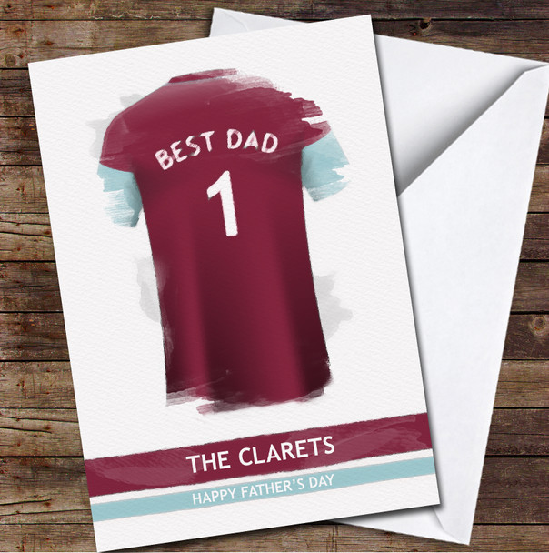 Burnley Football Team Shirt Paint Effect Best Dad Personalised Father's Day Greetings Card