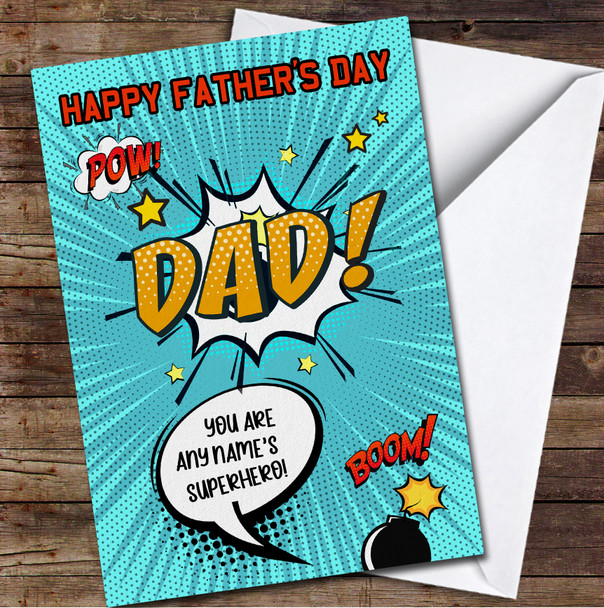 Superhero Dad Personalised Personalised Father's Day Greetings Card