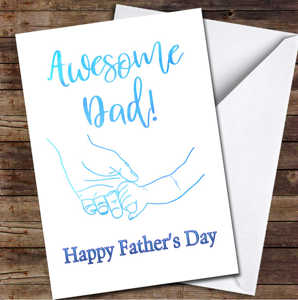 Awesome Dad Hand In Hand Personalised Father's Day Greetings Card