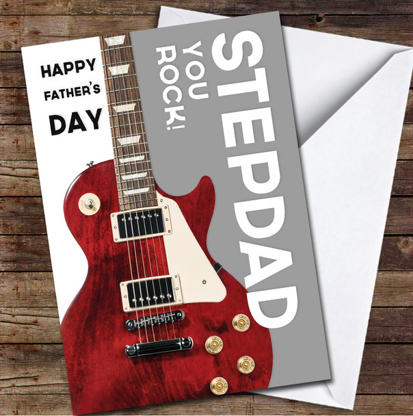 Stepdad Guitar You Rock Personalised Father's Day Greetings Card