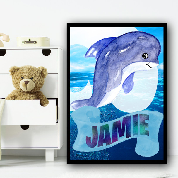 Under The Sea Dolphin Any Name Personalised Wall Art Print