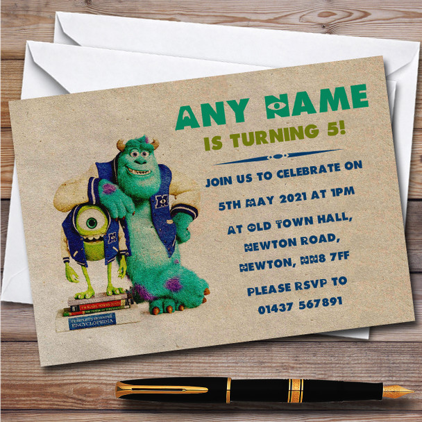 Monsters Inc Vintage Children's Kids Personalised Birthday Party Invitations