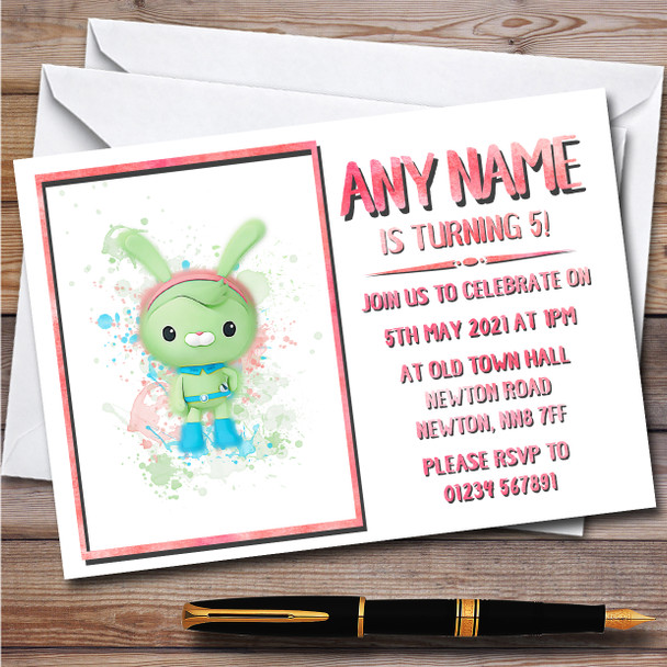 Octonauts Tweak Splatter Art Children's Personalised Birthday Party Invitations