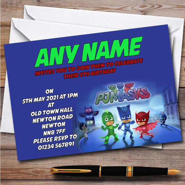 Pj Masks Save The Day Children's Kids Personalised Birthday Party Invitations