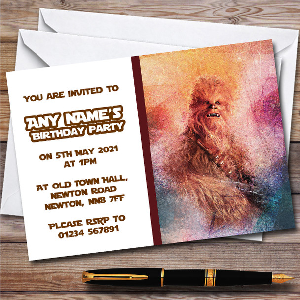 Chewbacca Abstract Children's Kids Personalised Birthday Party Invitations