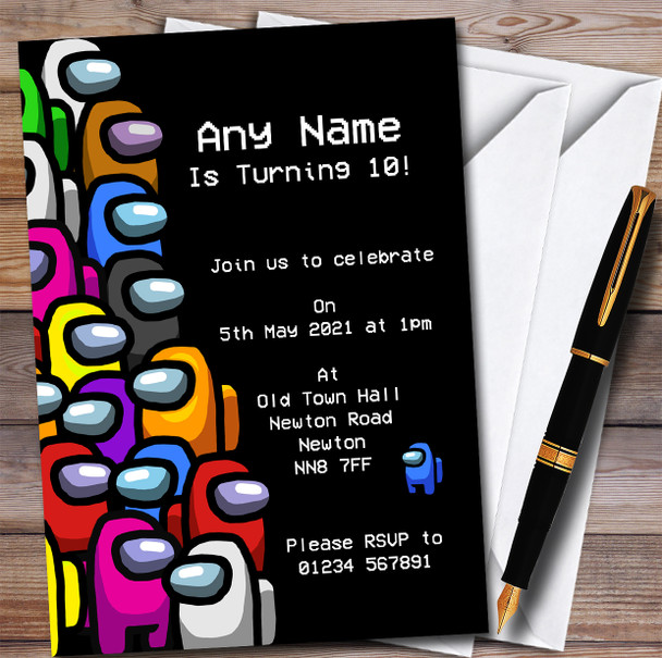 Among Us Character Pile Crewmate Children's Birthday Party Invitations