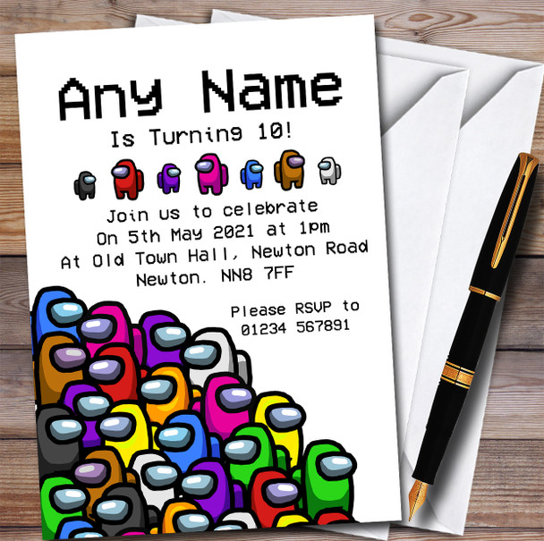 Among Us Character Pile Impostor Children's Birthday Party Invitations