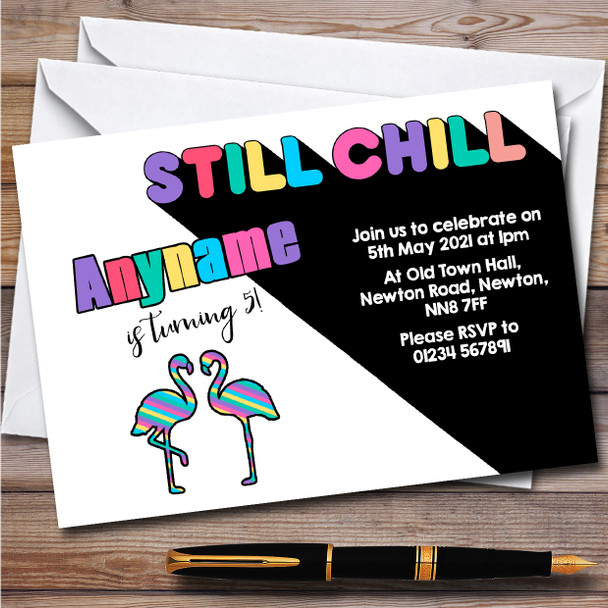 Flamingo You Tuber Still Chill Multi Colour Birthday Party Invitations