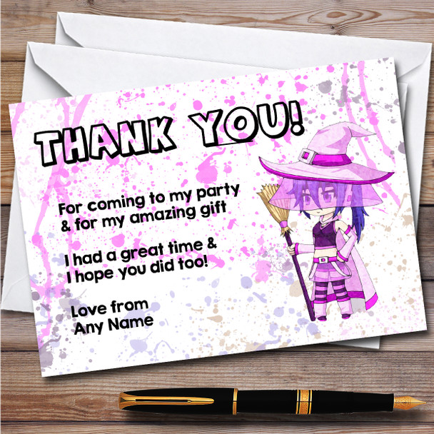 Gatcha Life Feeling Witchy Splatter Art Birthday Party Thank You Cards