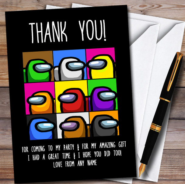 Among Us Colour Pop Art Children's Personalised Birthday Party Thank You Cards