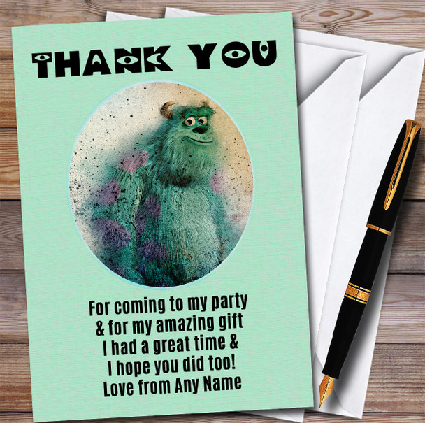 Grunge Style Monsters James P Sullivan Children's Birthday Party Thank You Cards