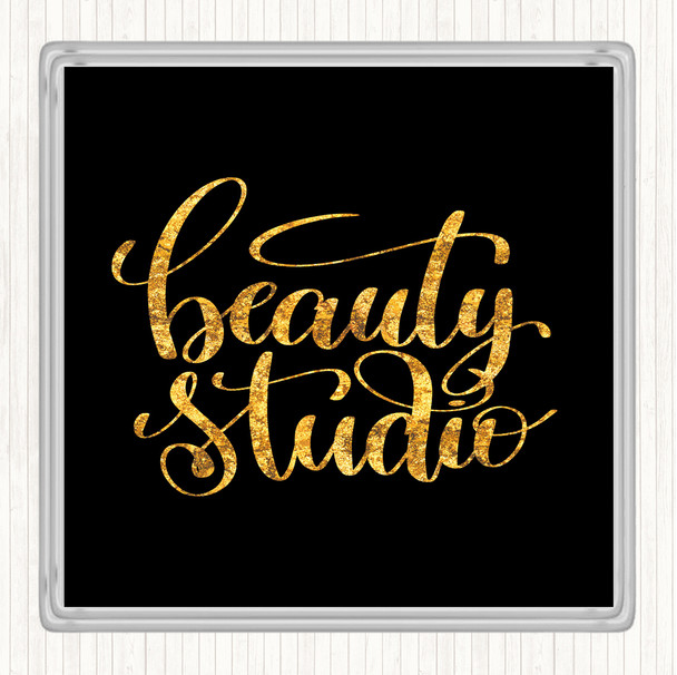 Black Gold Beauty Studio Quote Coaster