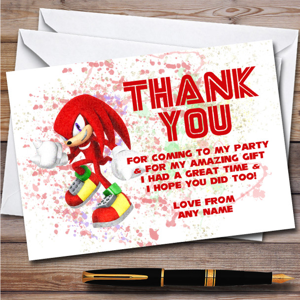 Knuckles Sonic The Hedgehog Splatter Art Birthday Party Thank You Cards
