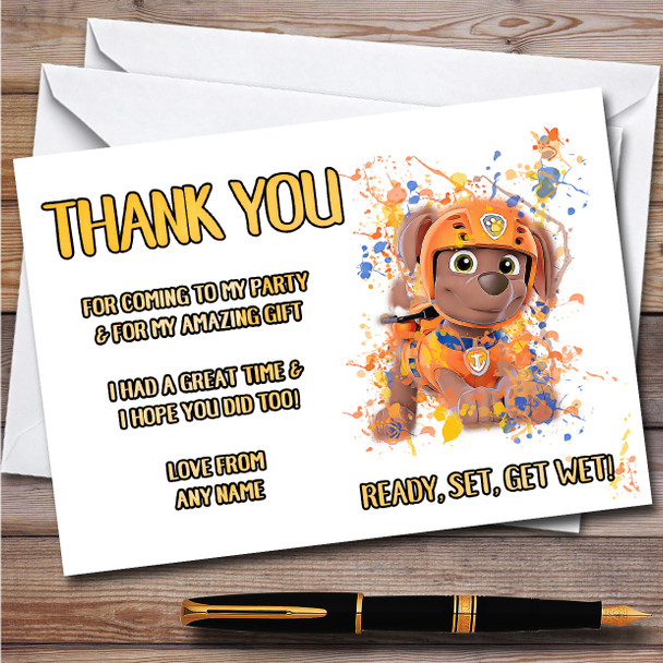 Paw Patrol Zooma Splatter Art Children's Birthday Party Thank You Cards